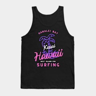 Retro cool Hanalei Bay Hawaii Palm Tree Tank Top